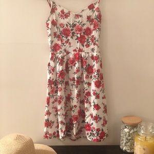 Lightweight sundress. White with red roses.